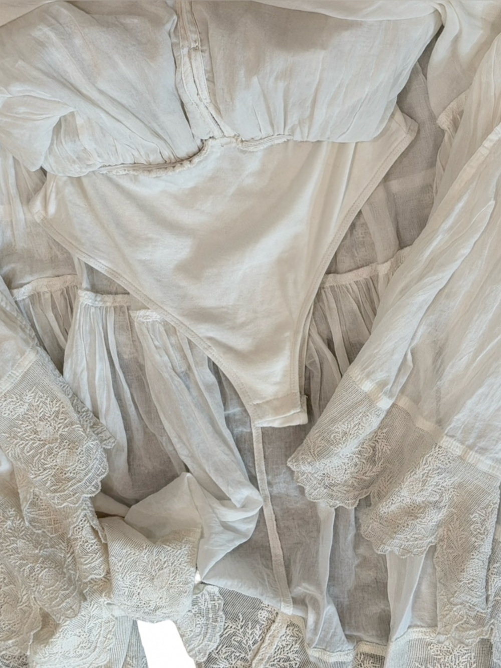 Free People Mila White Tiered Lace Maxi Dress - Picture 8 of 9